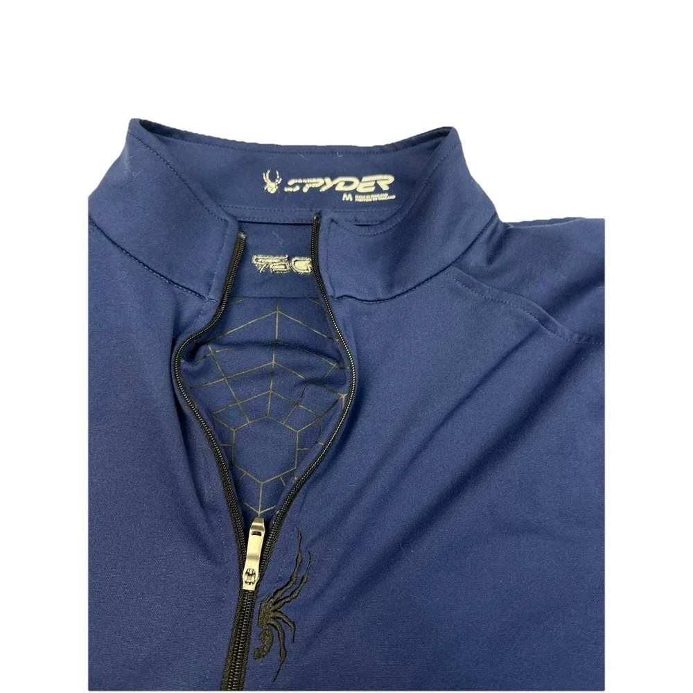 Spyder Men's M 1/4 Zip‎ Pullover Base Layer Shirt Spider Web Design Blue Ski
